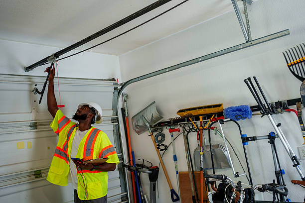 Professional Garage Door Panel Replacement technician working in West Bishop, CA